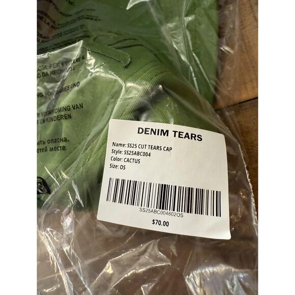 Denim Tears Hat Cap Snap Back Embroidered Mens One Size Cactus Green - Picture 2 of 9